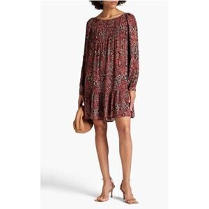 NICHOLAS Devan gathered snake-print crepe mini dress Size 4